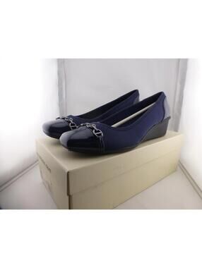 Anne Klein AK Webster Navy Multi Iflex Wedge Heels Slip On Women's Size 8M - M3
